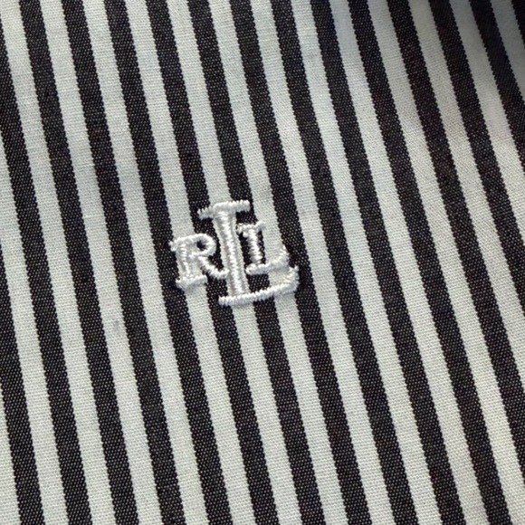 Lauren Ralph Lauren Womens XL Striped Non Iron Button Down Shirt Black White RLL - Picture 10 of 10